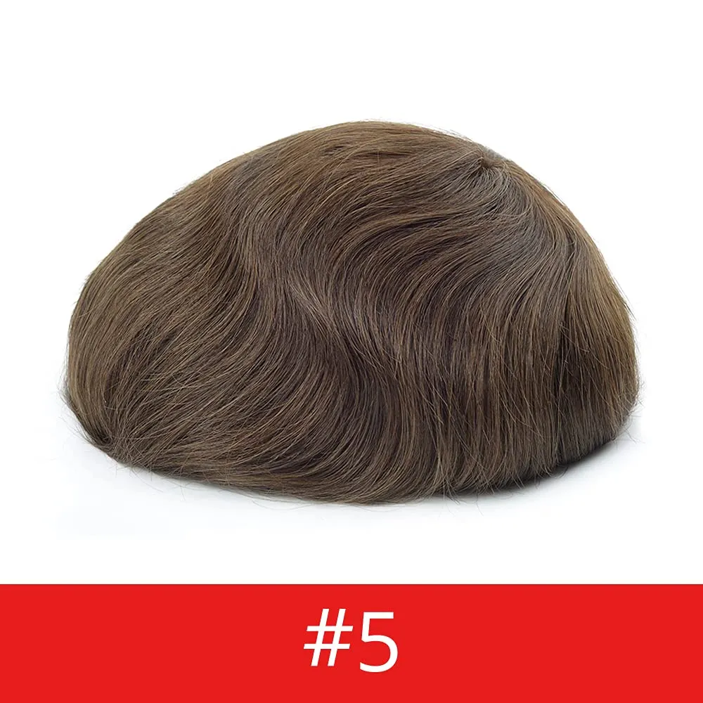 Lordhair Toupee for Men Thin Skin with Gauze Durable Hair System Men's Hairpieces 8x10 Inches Base (8x10)#5