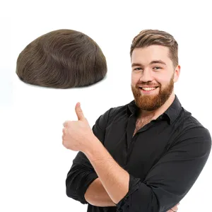 Lordhair Toupee for Men Thin Skin with Gauze Durable Hair System Men's Hairpieces 8x10 Inches Base (8x10)#5