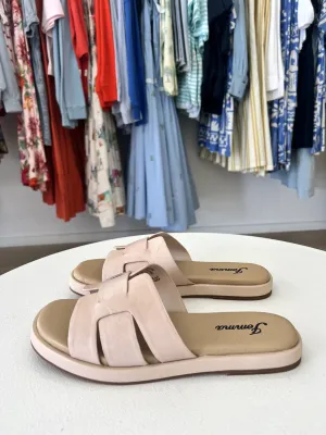 LOTTIE LEATHER SLIDE || BLUSH