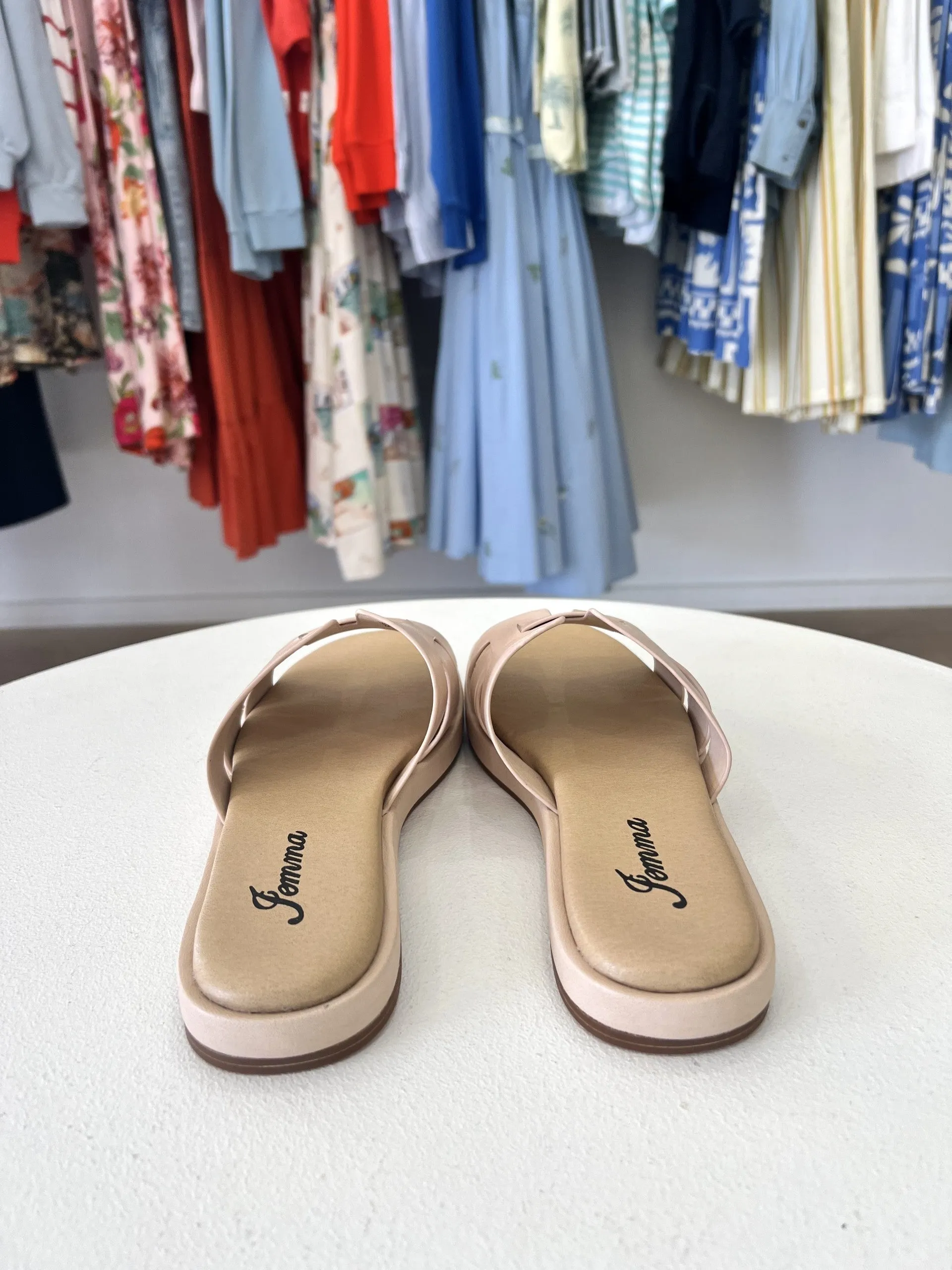 LOTTIE LEATHER SLIDE || BLUSH