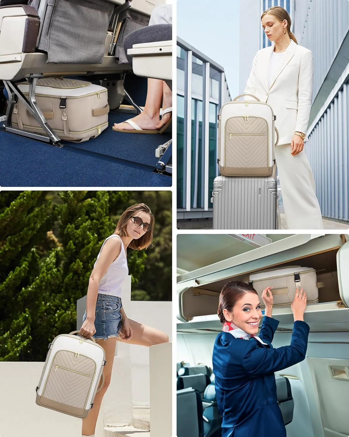 LOVEVOOK Large Travel Backpack for Women, TSA Carry on Backpack for Airplanes, 40L Personal Item Travel Bag for Women fits 17" Laptop,Waterproof Carry on Bag Airplane Approved with 3 Packing Cubes