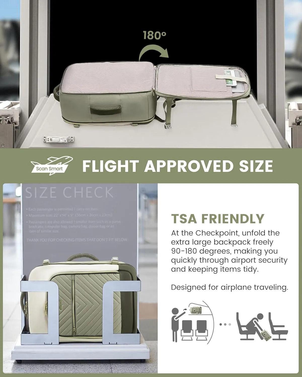 LOVEVOOK Large Travel Backpack for Women, TSA Carry on Backpack for Airplanes, 40L Personal Item Travel Bag for Women fits 17" Laptop,Waterproof Carry on Bag Airplane Approved with 3 Packing Cubes