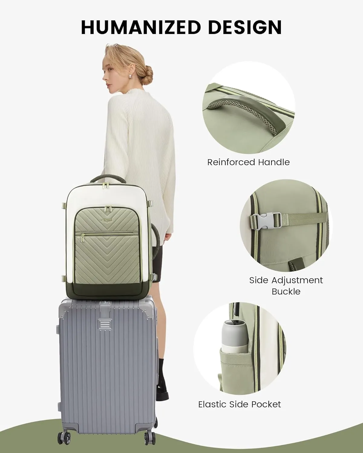 LOVEVOOK Large Travel Backpack for Women, TSA Carry on Backpack for Airplanes, 40L Personal Item Travel Bag for Women fits 17" Laptop,Waterproof Carry on Bag Airplane Approved with 3 Packing Cubes
