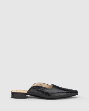 Lucia Flat - Black Croc
