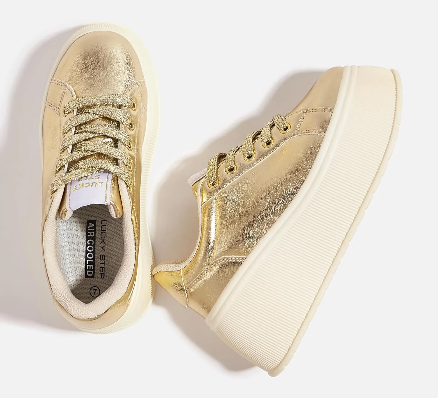 LUCKY STEP Women's Platform Fashion Sneakers Classic Wedge Canvas Casual Low Top Retro Walking Shoes
