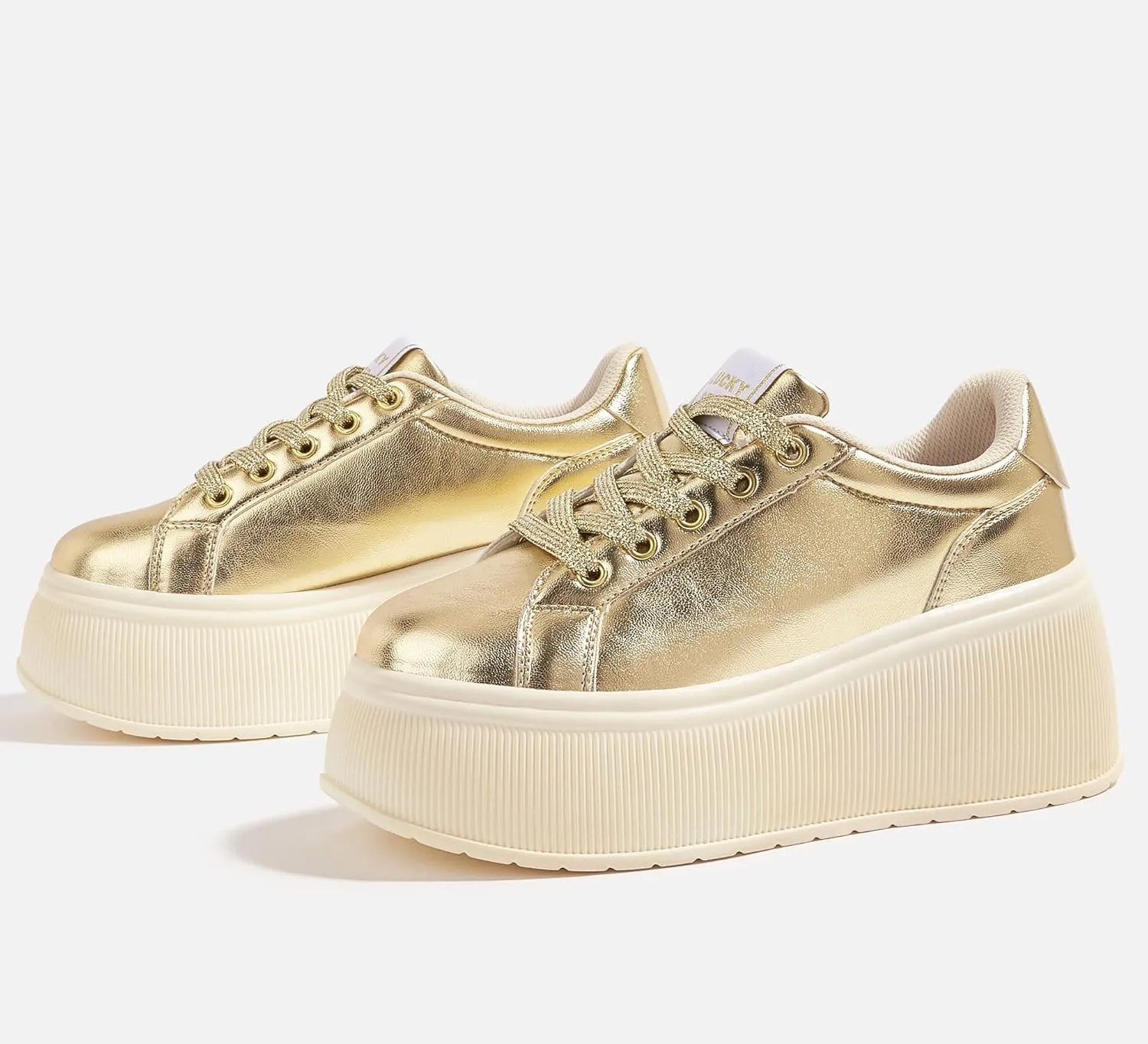 LUCKY STEP Women's Platform Fashion Sneakers Classic Wedge Canvas Casual Low Top Retro Walking Shoes