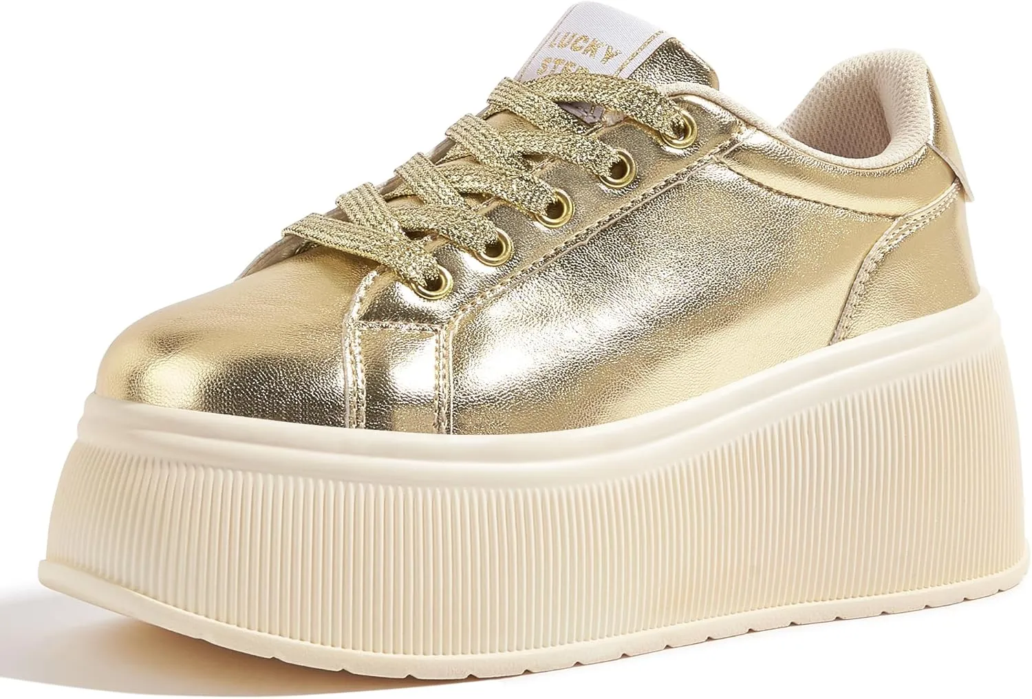 LUCKY STEP Women's Platform Fashion Sneakers Classic Wedge Canvas Casual Low Top Retro Walking Shoes