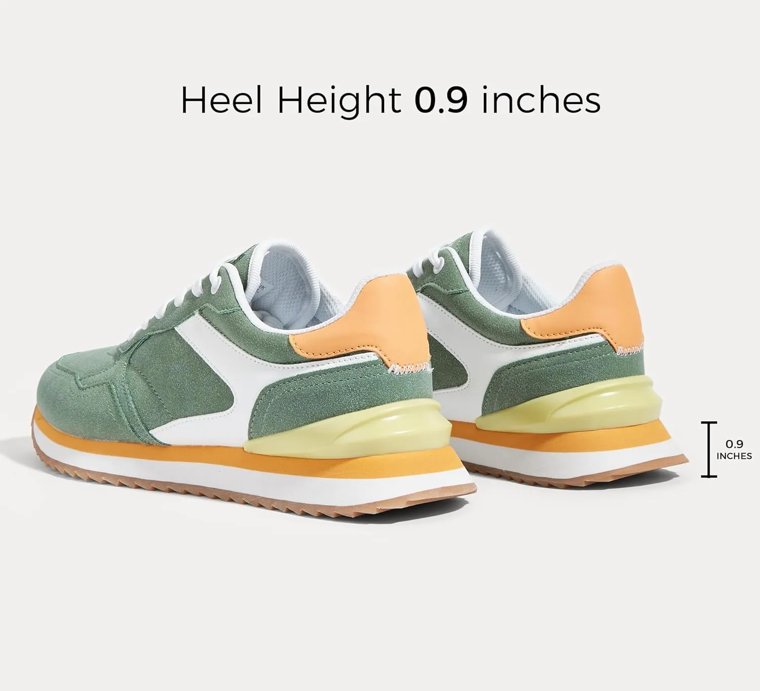 LUCKY STEP Women's Platform Fashion Sneakers Suede Colorful Colorblock Stylish Retro Casual Neutral Tennis Running Footwear Walking Shoes