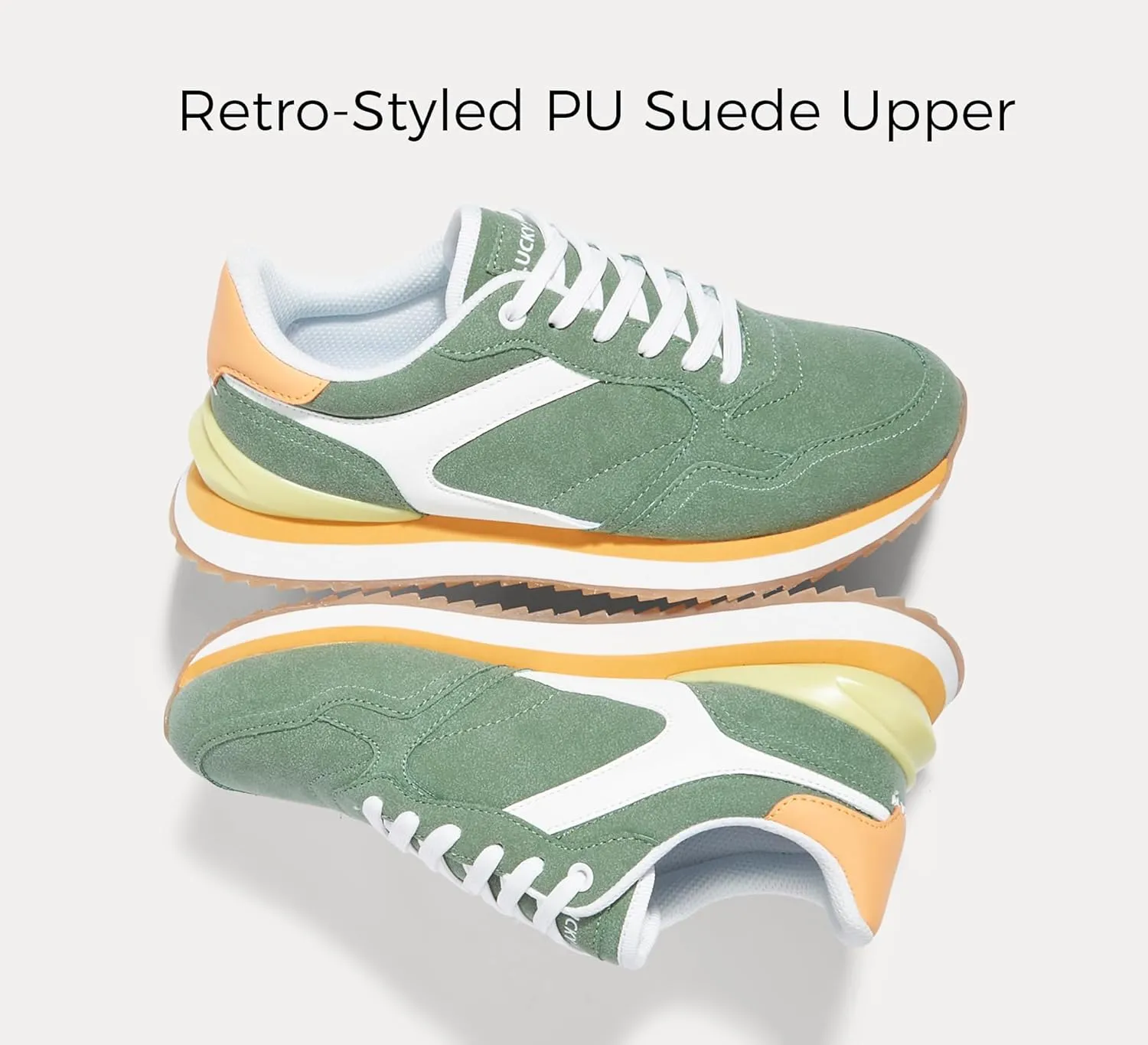 LUCKY STEP Women's Platform Fashion Sneakers Suede Colorful Colorblock Stylish Retro Casual Neutral Tennis Running Footwear Walking Shoes