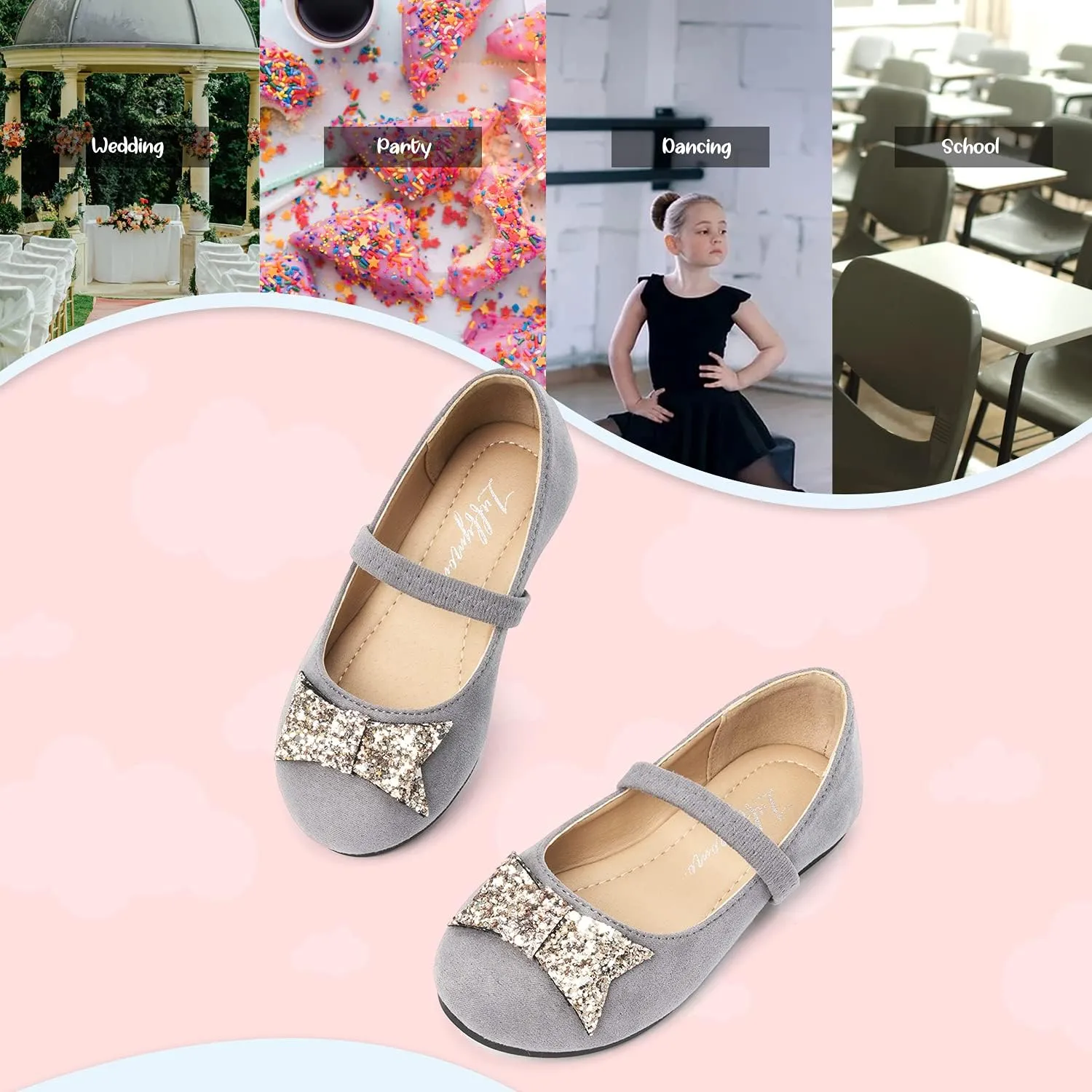 Luffymomo Girls Mary Jane Dress Shoes Party Princess Flats Strap Ballet Dance Shoes Toddler/Little Kid