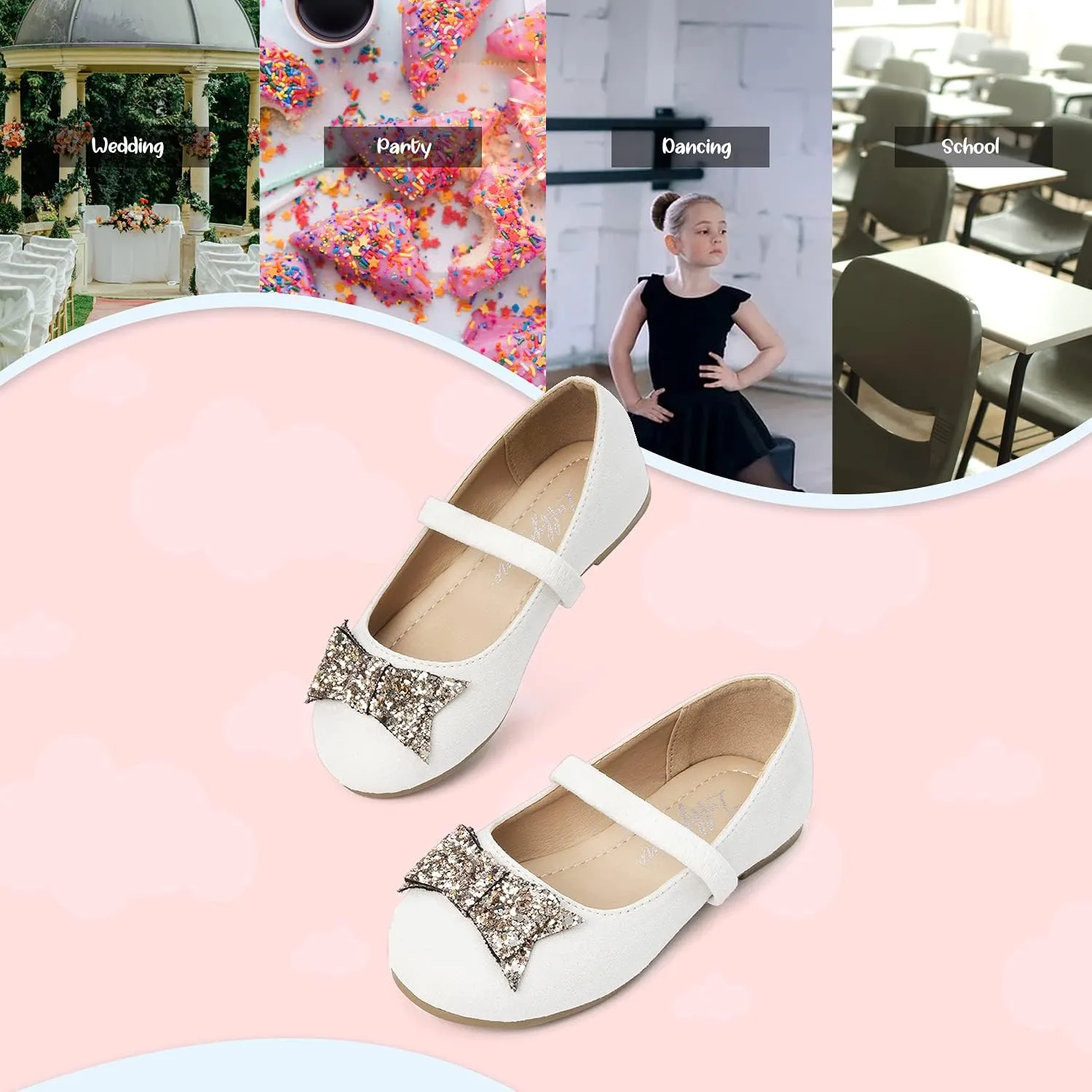 Luffymomo Girls Mary Jane Dress Shoes Party Princess Flats Strap Ballet Dance Shoes Toddler/Little Kid