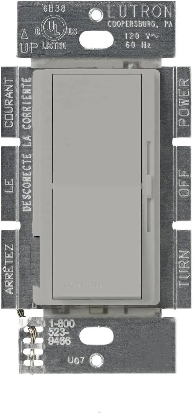 Lutron Diva Electronic Low Voltage Dimmer | 300-Watt, Single-Pole or 3-Way | DVELV-303P-GR, Gray