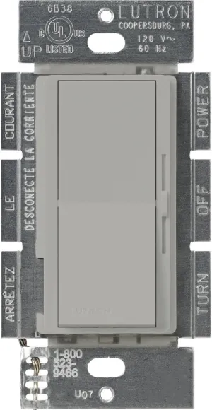 Lutron DVELV-300P-GR Diva 300-Watt Single Pole Electronic Low-Voltage Dimmer, Gray