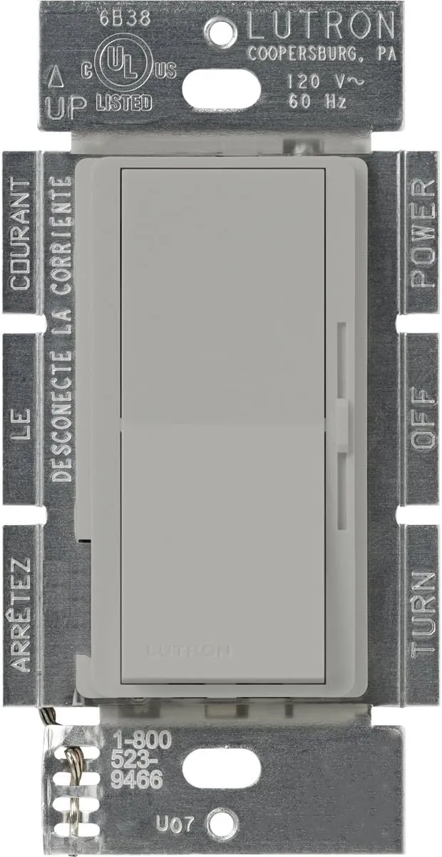Lutron DVELV-300P-GR Diva 300-Watt Single Pole Electronic Low-Voltage Dimmer, Gray