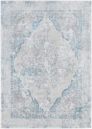 LUXE WEAVERS Oriental Medallion Living Room Area Rug 8x10 Turquoise and Cream