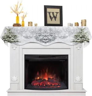 Mantle Scarf 70 x 17 Inch, Christmas Tree Winter Forest Trees Snowflake Fireplace Mantel Scarf Mantel Cover Runner for Xmas Winter Christmas Holiday Party Decor