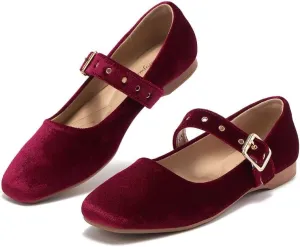Mary Jane Shoes Women Fishnet Mesh Ballet Flats with Strap Buckle Closed Toe MaryJanes Shoes Ballerina Flats for Women Dressy Comfortable