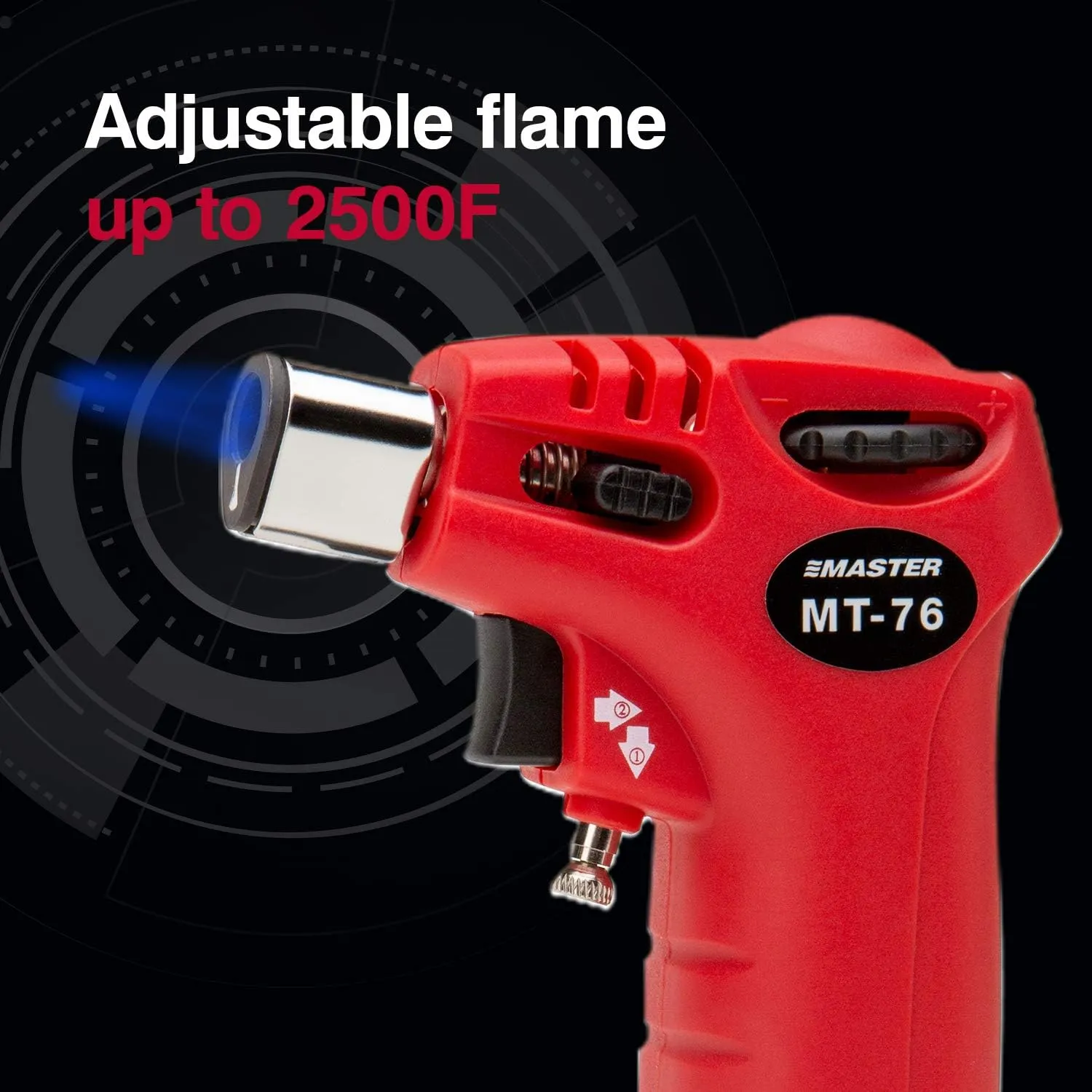 Master Appliance MT-76 Triggertorch 3-in-1 Heat Tool with Soldering and Hot Air Tips, Self-Igniting Multi-Function Butane Torch Lighter, Flame Temp up to 2500F