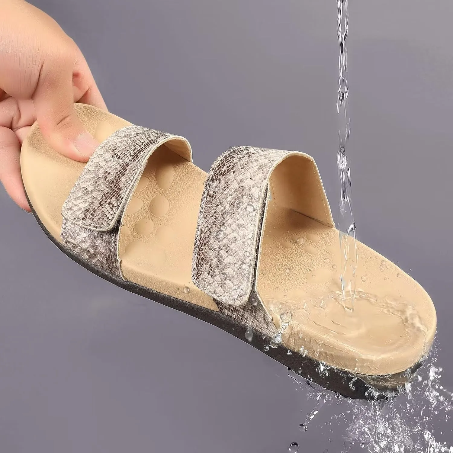 MEGNYA Orthotic Sandals for Women, Plantar Fasciitis Sandals for Flat Feet, Orthopedic Walking Slide Sandals with Arch Support