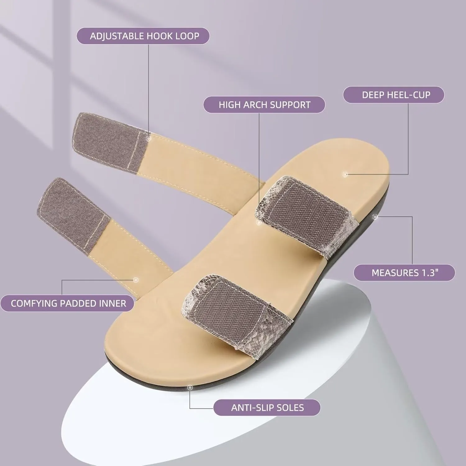 MEGNYA Orthotic Sandals for Women, Plantar Fasciitis Sandals for Flat Feet, Orthopedic Walking Slide Sandals with Arch Support