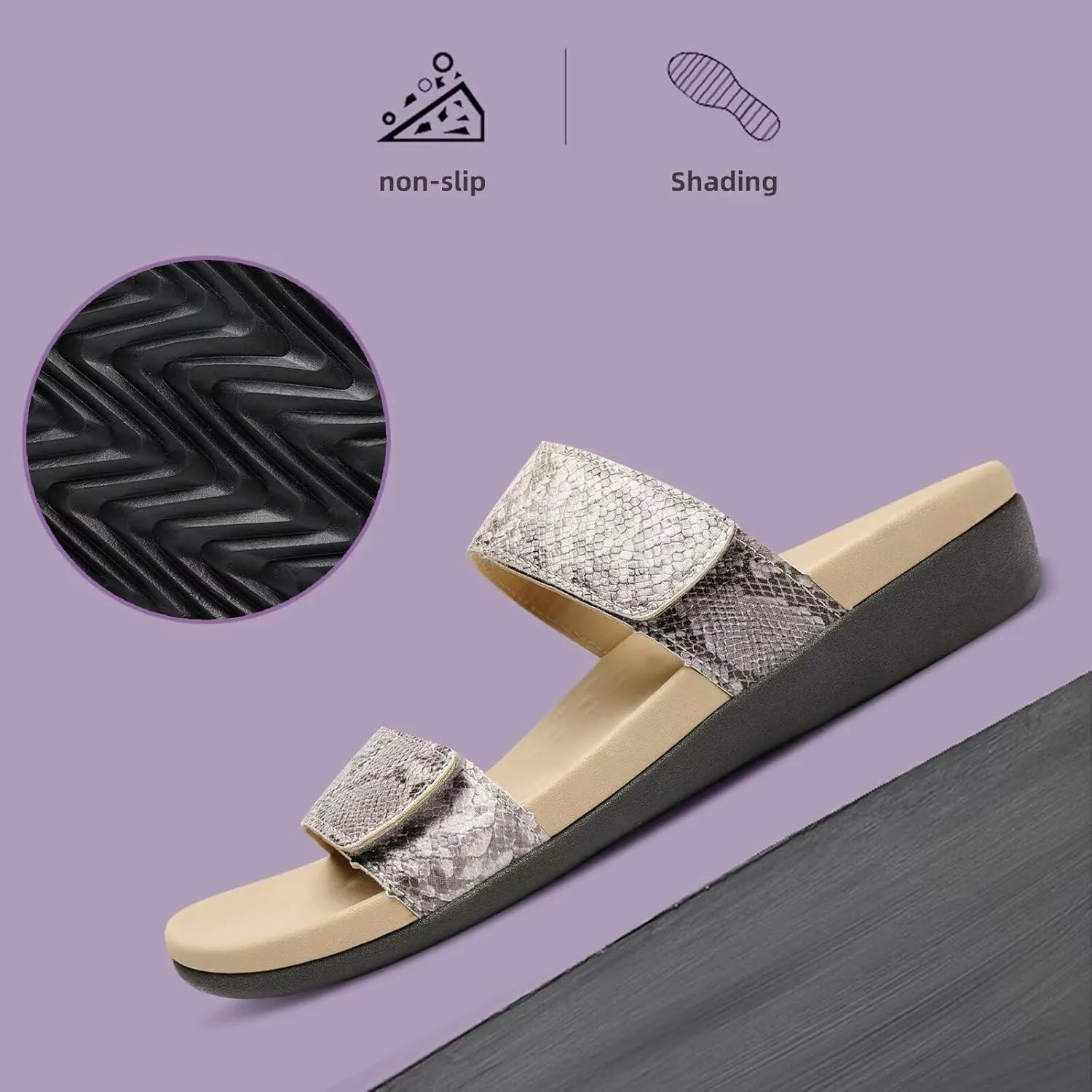 MEGNYA Orthotic Sandals for Women, Plantar Fasciitis Sandals for Flat Feet, Orthopedic Walking Slide Sandals with Arch Support