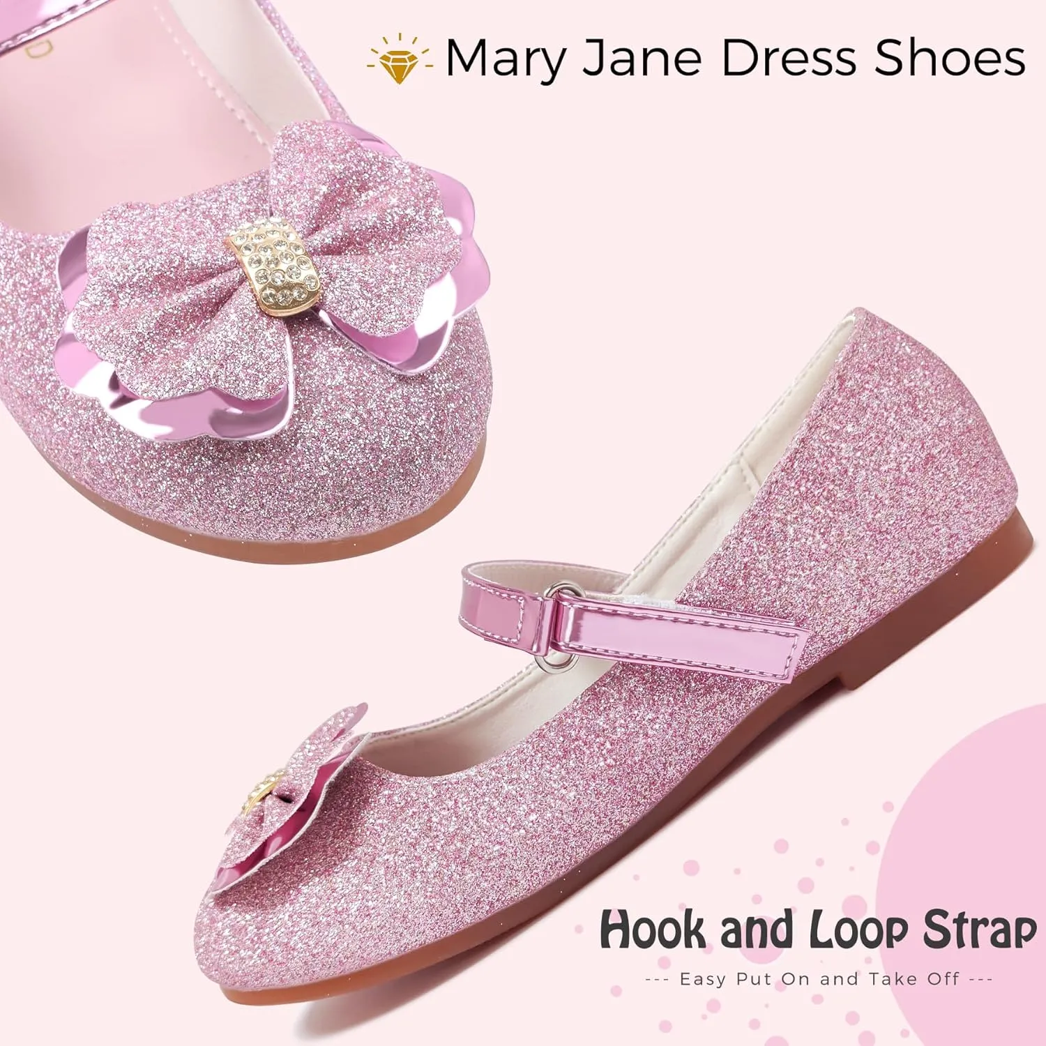 Mei MACLEOD Girl's Mary Jane Shoes Ballerina Shoes, Princess Dress Shoes for Party Wedding