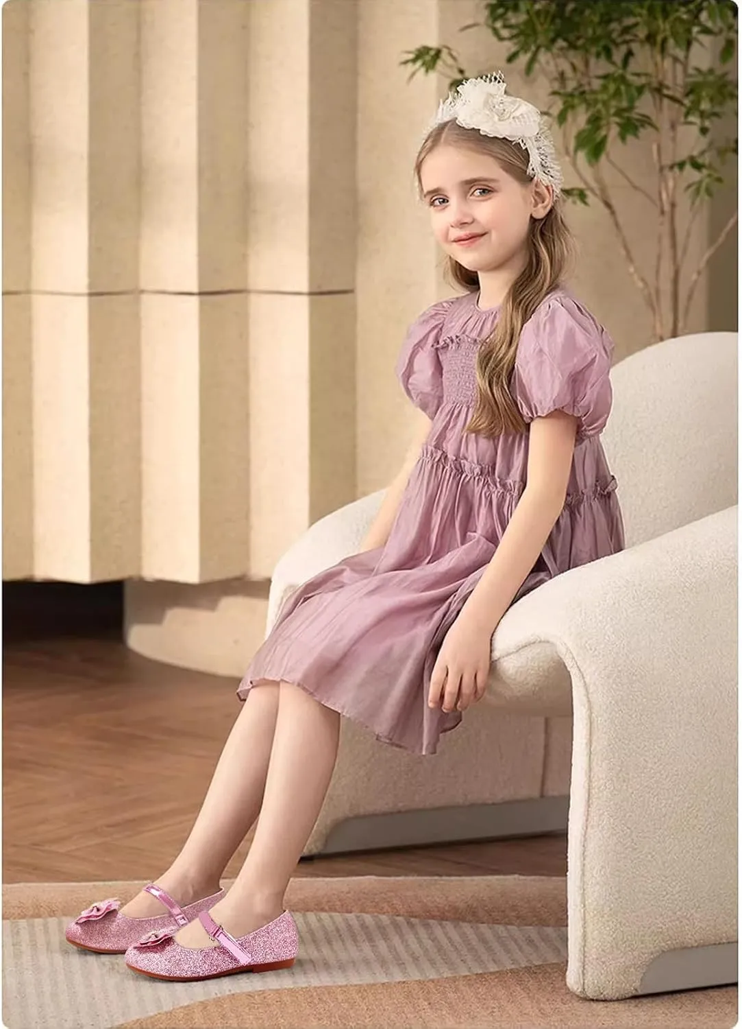 Mei MACLEOD Girl's Mary Jane Shoes Ballerina Shoes, Princess Dress Shoes for Party Wedding