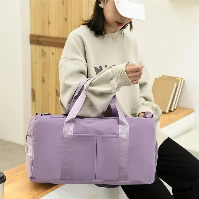 Men and Women's Travel Bag With Shoe Compartment Sports Tote Gym Bag Weekender Overnight Shoulder Bag Large