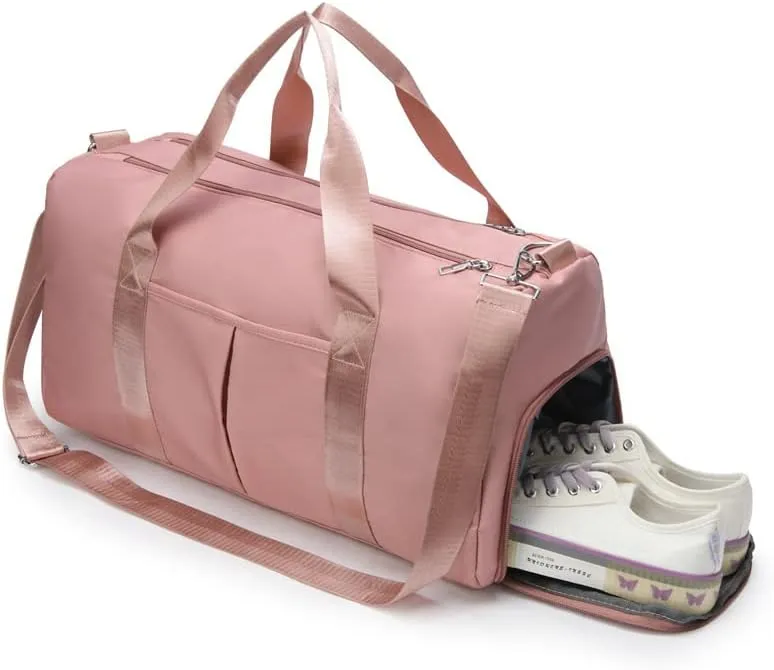 Men and Women's Travel Bag With Shoe Compartment Sports Tote Gym Bag Weekender Overnight Shoulder Bag Large