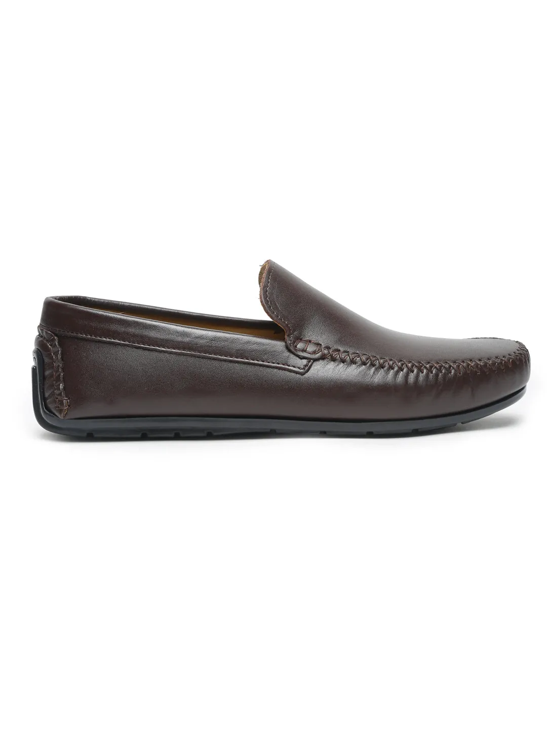 Men Brown Solid Genuine Leather Loafers