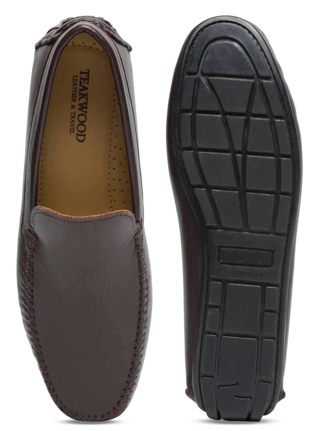 Men Brown Solid Genuine Leather Loafers