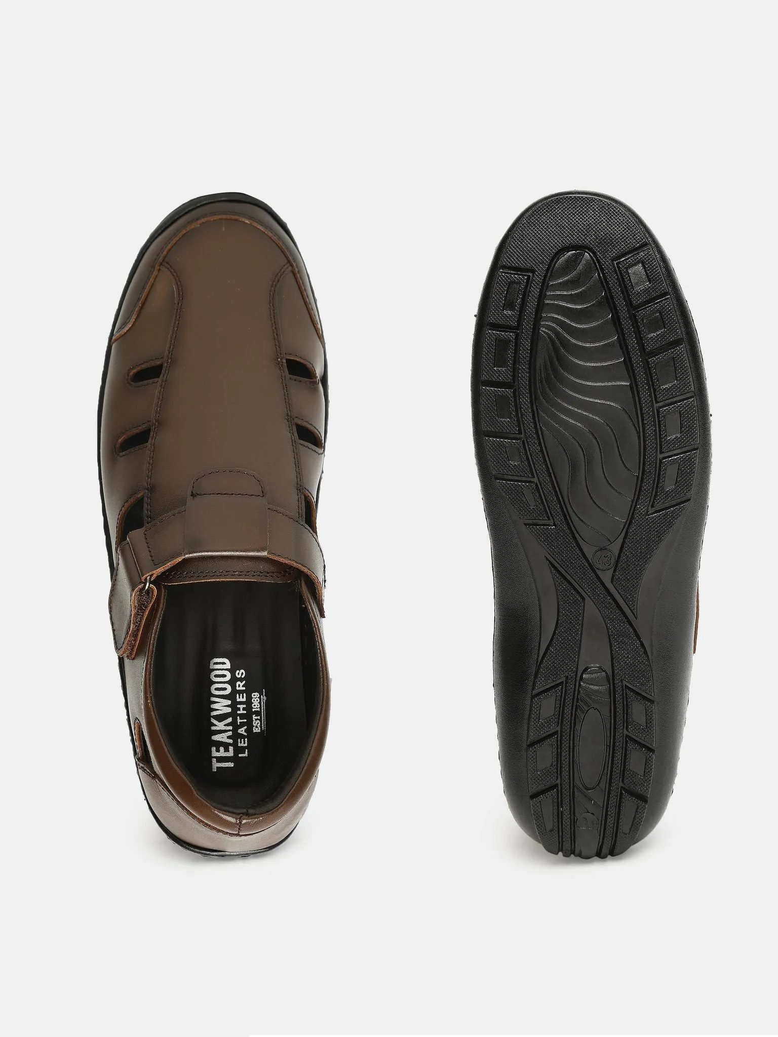 Men Brown Solid Shoe-Style Sandals