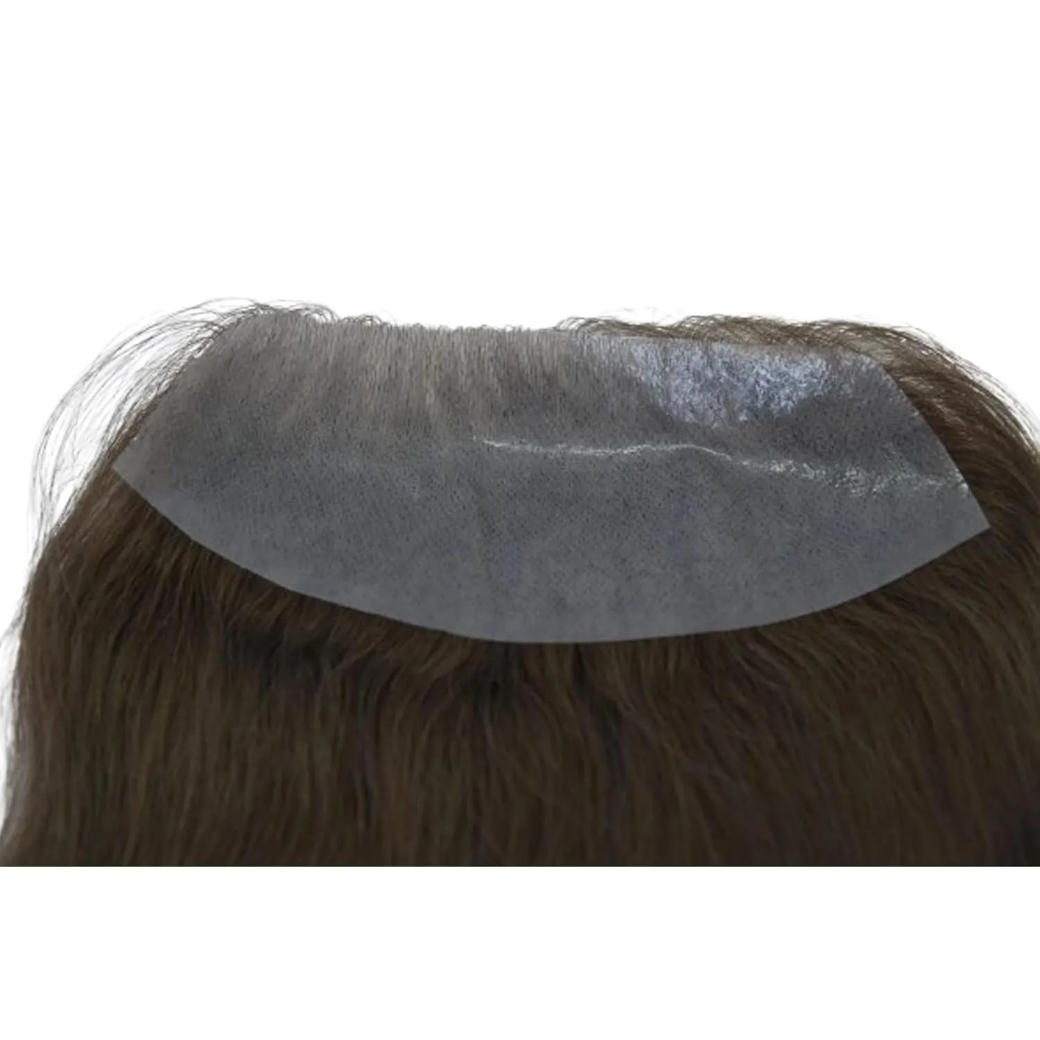 Men Forehead Hairline Toupee 100% Human Hair Skin PU Man Hairpieces Frontal Hair Topper for Receding Natural Hairline Replacement Systems (2.75x6.29 Inch, 4 Medium Brown Color)