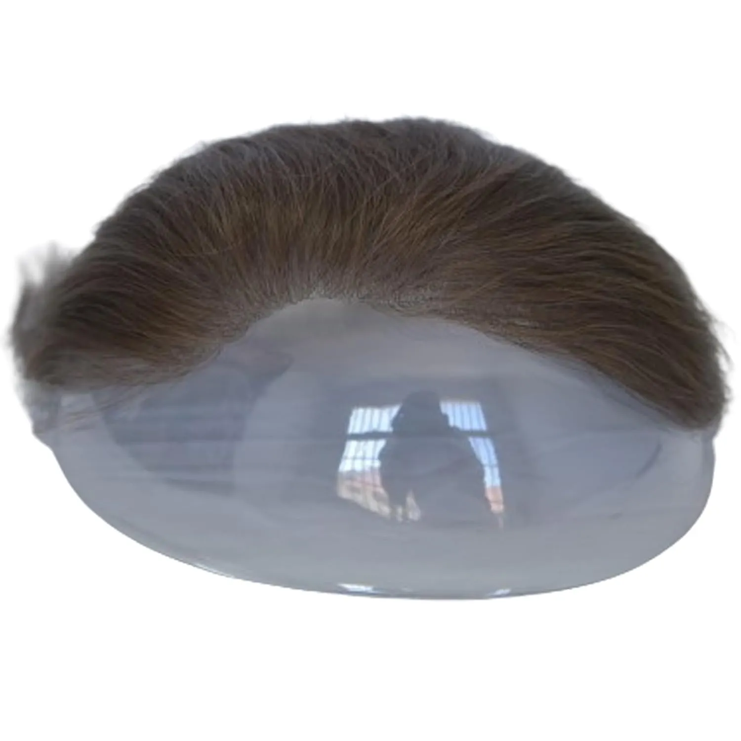 Men Forehead Hairline Toupee 100% Human Hair Skin PU Man Hairpieces Frontal Hair Topper for Receding Natural Hairline Replacement Systems (2.75x6.29 Inch, 4 Medium Brown Color)