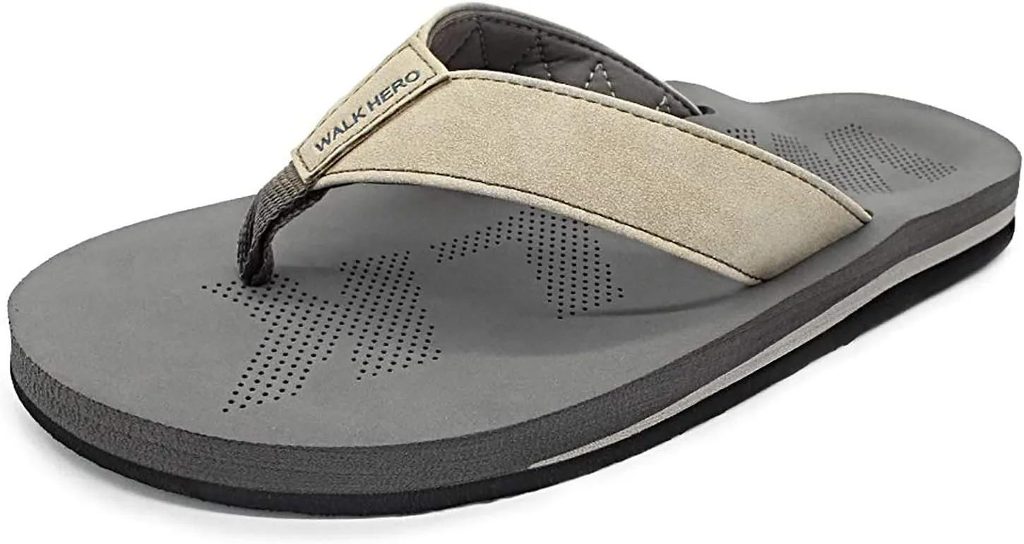 Men Sandals Flip Flop with Orthotic Arch Support Athletic Slide Sandals for Men with Soft Cushion Footbed