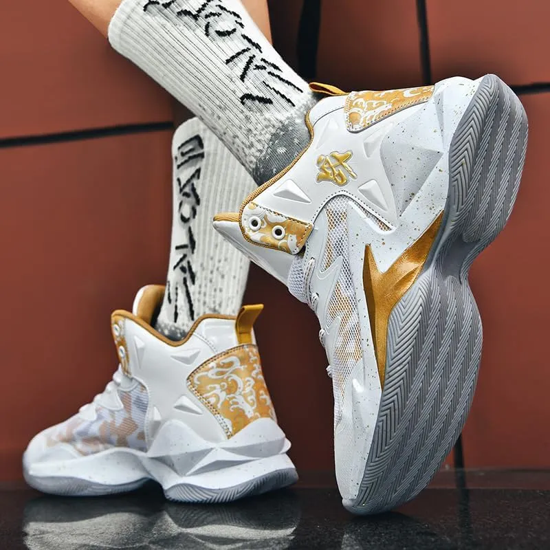 Men Women Lace Up High Top Basketball Shoes Breathable Non Slip Outdoor Fashion Sneakers Lightweight Volleyball Shoes Non Slip Basketball Shoes