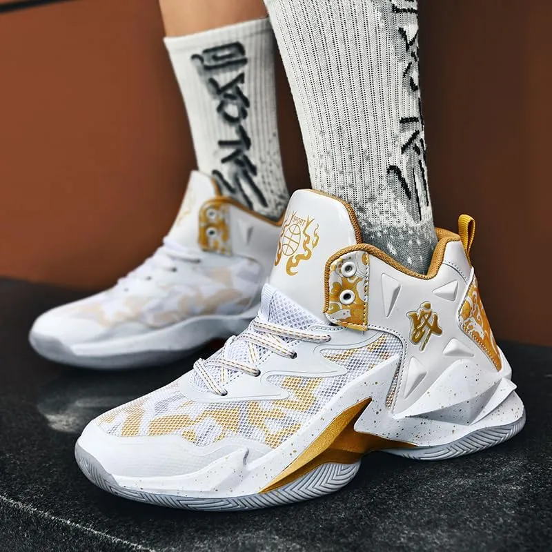 Men Women Lace Up High Top Basketball Shoes Breathable Non Slip Outdoor Fashion Sneakers Lightweight Volleyball Shoes Non Slip Basketball Shoes