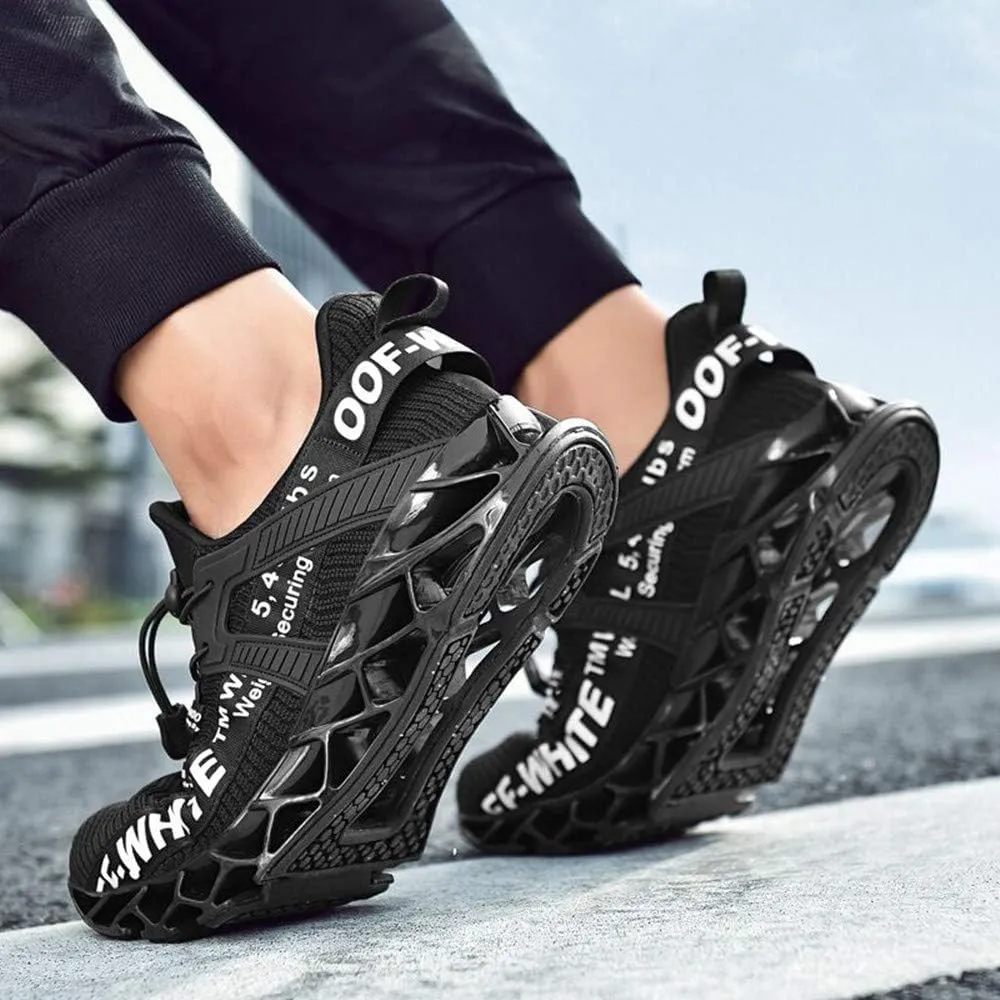 Men's Casual Lace-up Breathable Mesh Anti-Slip Elastic Sole Running Tennis Non-Slip Sneakers
