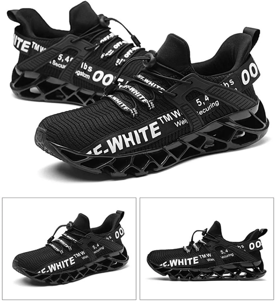 Men's Casual Lace-up Breathable Mesh Anti-Slip Elastic Sole Running Tennis Non-Slip Sneakers
