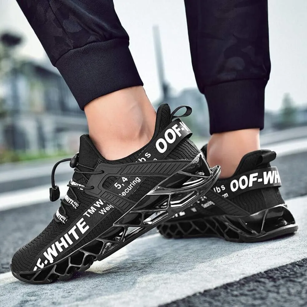 Men's Casual Lace-up Breathable Mesh Anti-Slip Elastic Sole Running Tennis Non-Slip Sneakers