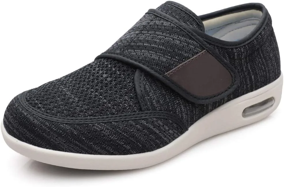 Men's Diabetic Elderly Shoes - Plus Size, Adjustable, Non-Slip, Double Insole, Air Cushion Bottom Walking Shoes