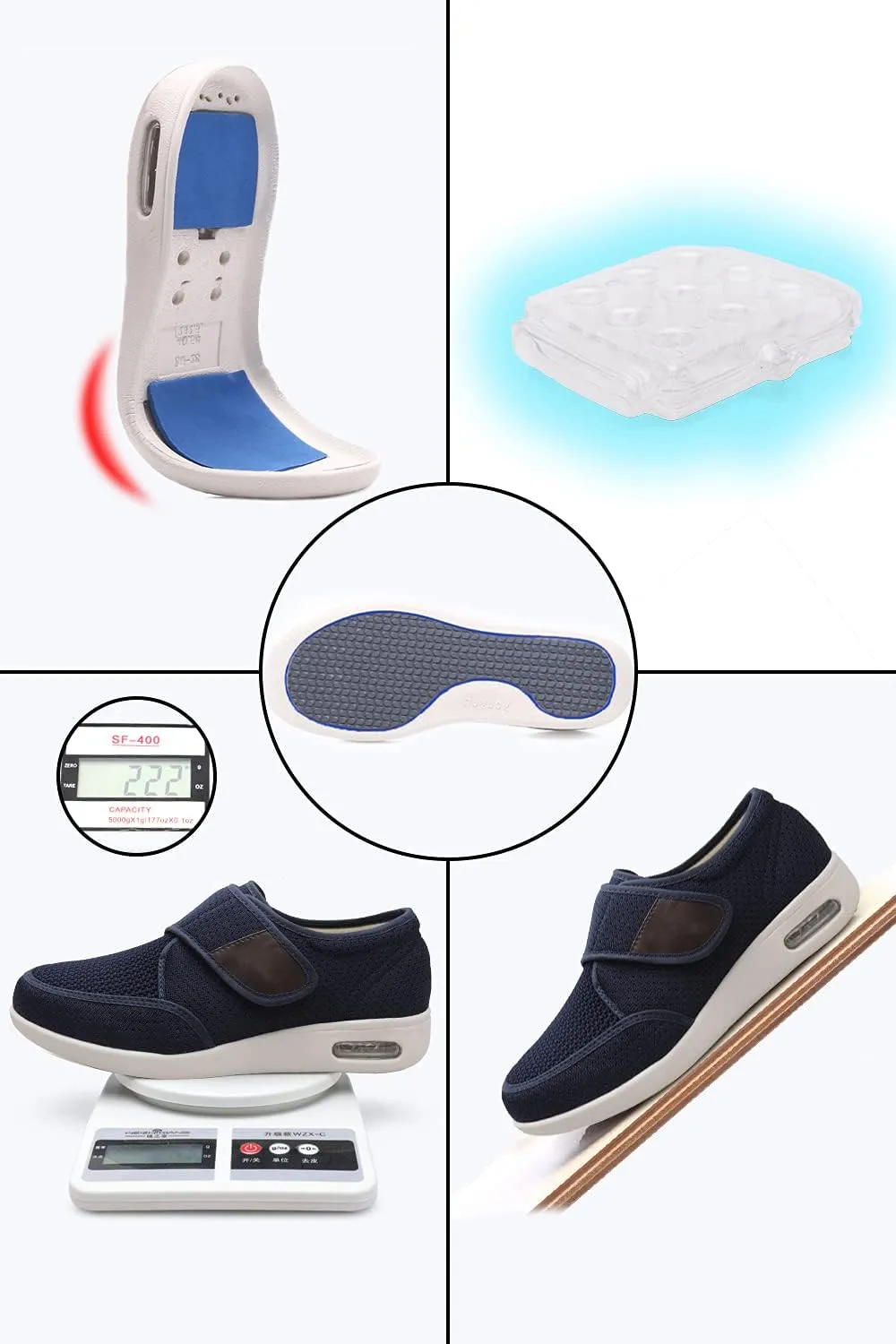 Men's Diabetic Elderly Shoes - Plus Size, Adjustable, Non-Slip, Double Insole, Air Cushion Bottom Walking Shoes