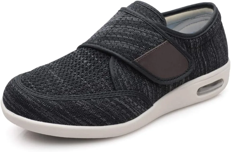Men's Diabetic Elderly Shoes - Plus Size, Adjustable, Non-Slip, Double Insole, Air Cushion Bottom Walking Shoes