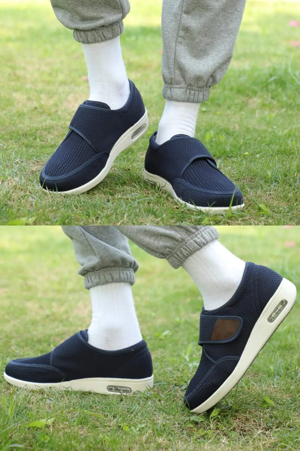 Men's Diabetic Elderly Shoes - Plus Size, Adjustable, Non-Slip, Double Insole, Air Cushion Bottom Walking Shoes