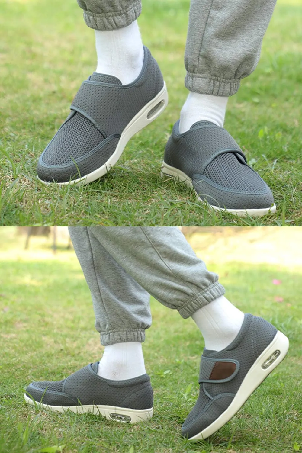 Men's Diabetic Elderly Shoes - Plus Size, Adjustable, Non-Slip, Double Insole, Air Cushion Bottom Walking Shoes
