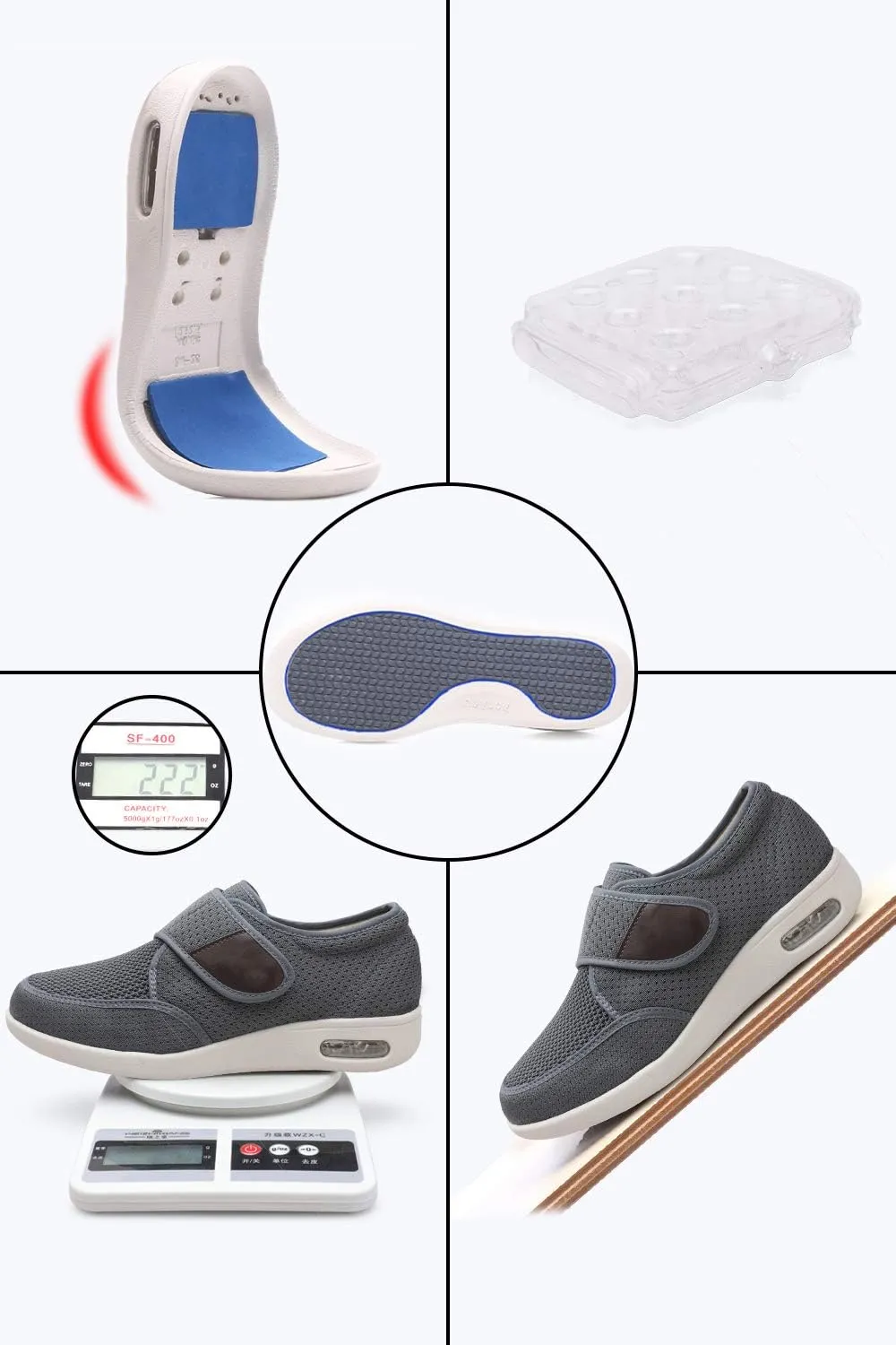 Men's Diabetic Elderly Shoes - Plus Size, Adjustable, Non-Slip, Double Insole, Air Cushion Bottom Walking Shoes
