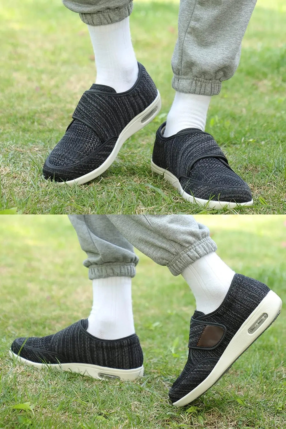 Men's Diabetic Elderly Shoes - Plus Size, Adjustable, Non-Slip, Double Insole, Air Cushion Bottom Walking Shoes