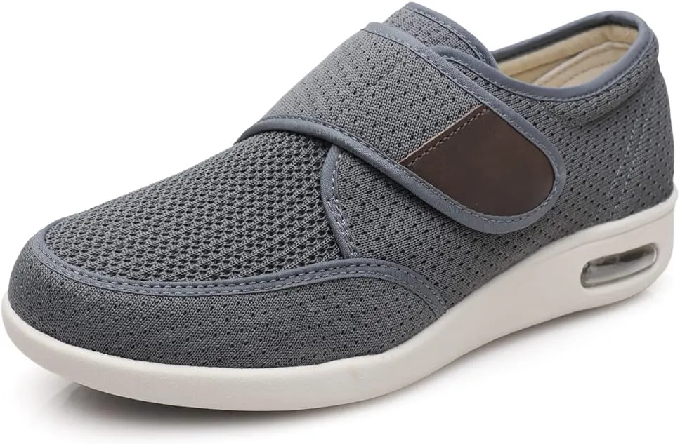 Men's Diabetic Elderly Shoes - Plus Size, Adjustable, Non-Slip, Double Insole, Air Cushion Bottom Walking Shoes