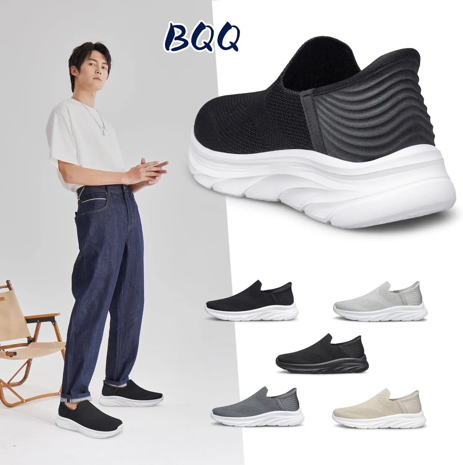 Men's Hands Free Slip on Walking Shoes Lightweight Comfortable Tennis Casual Non Slip Workout Sneakers Loafers
