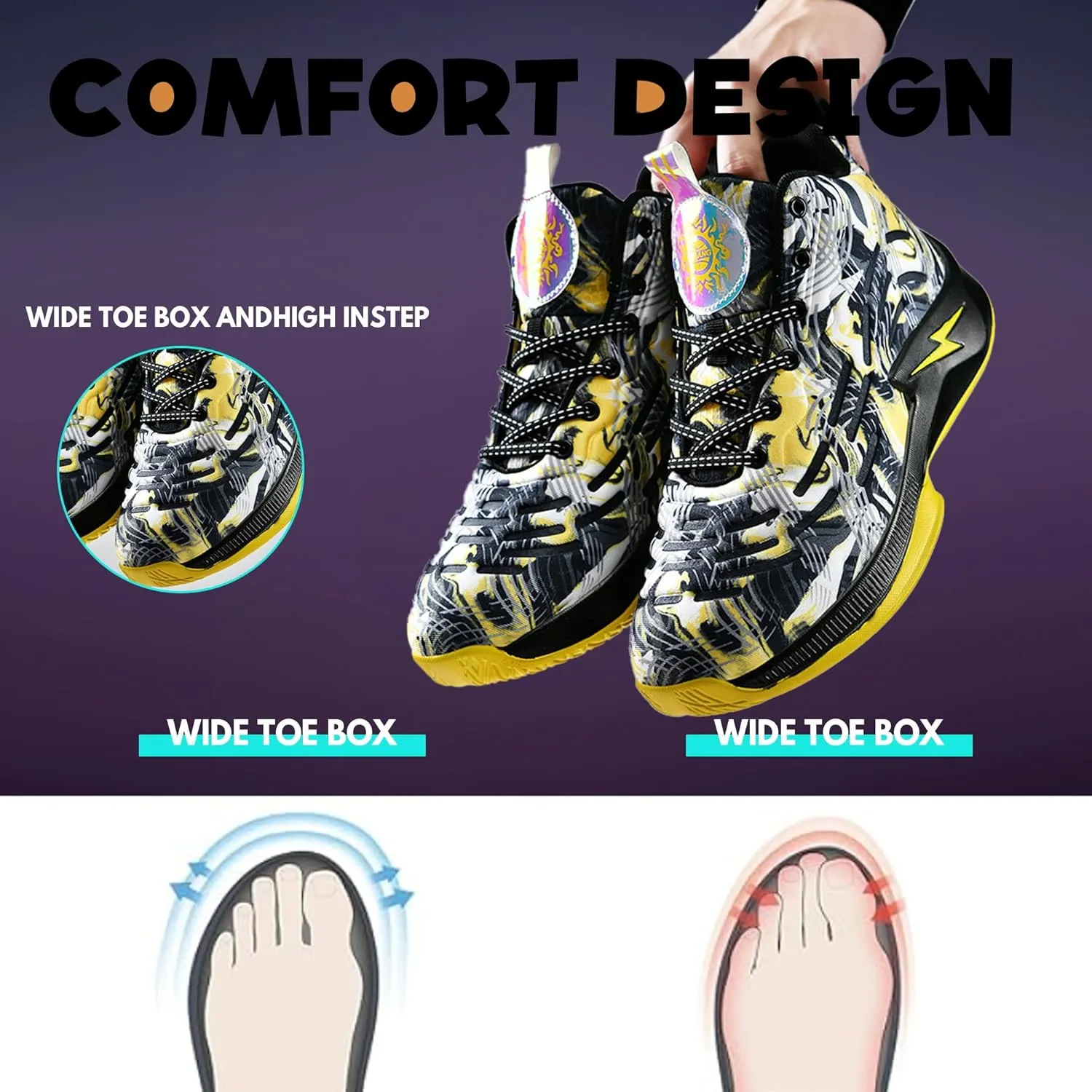 Men's High Top Basketball Shoes Lightweight Breathable Non Slip Gym Sneakers Suitable Training Sports